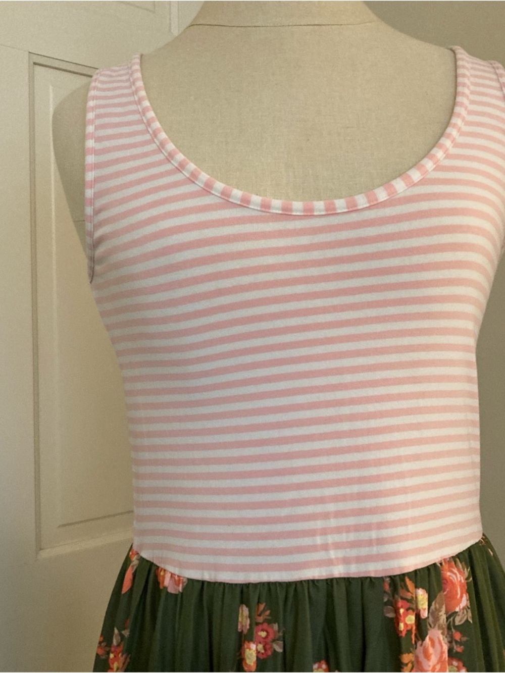 Matilda Jane Pink Striped Top with Olive Floral Midi Dress - Picture 2 of 11